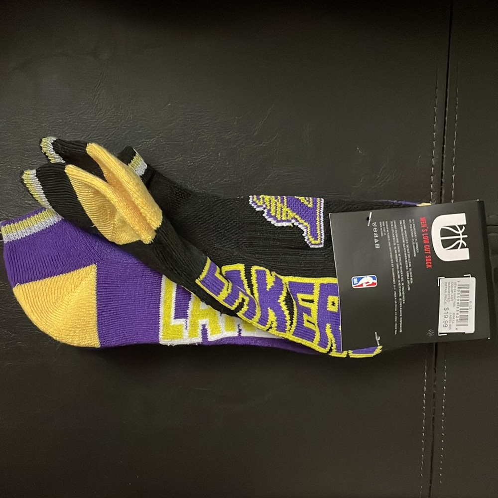 3 PACK Los Angeles Lakers Official Licensed NBA 3 Pair Low Cut Socks US 6-12 New